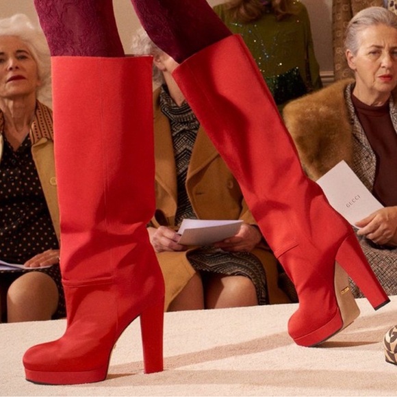 Gucci Shoes - Gucci Ribbed Fabric Larius Platform Knee High Boots‎ Shoes